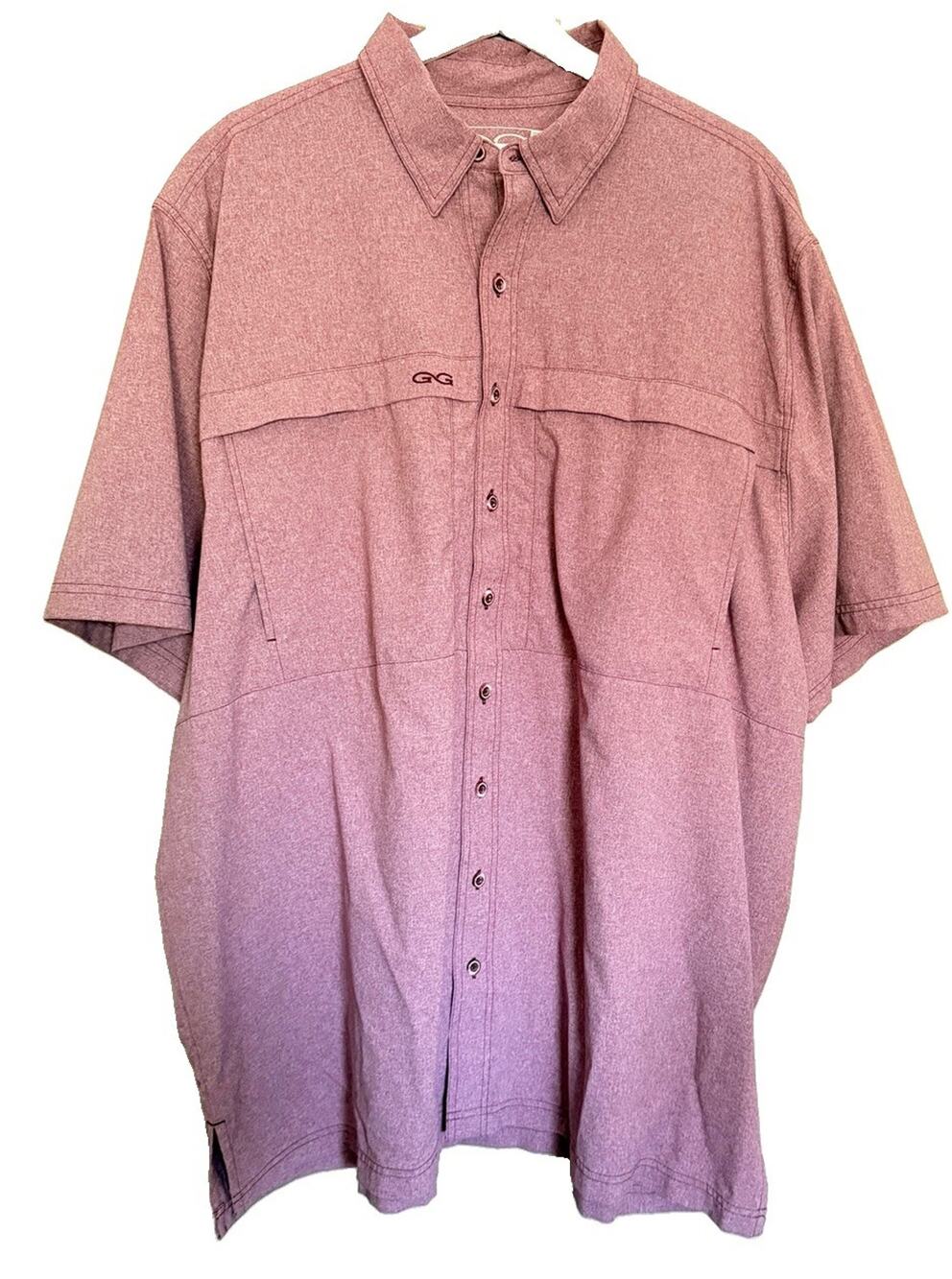 GameGuard Outdoors Shirt Men's 3XL Button Up Vented Fishing Heathered Burgundy